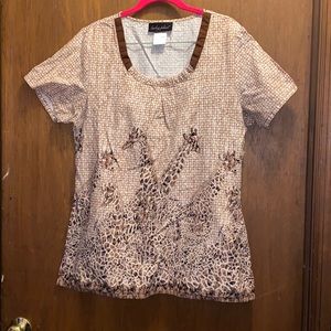 Baby Phat Giraffe Scrub Top Size L